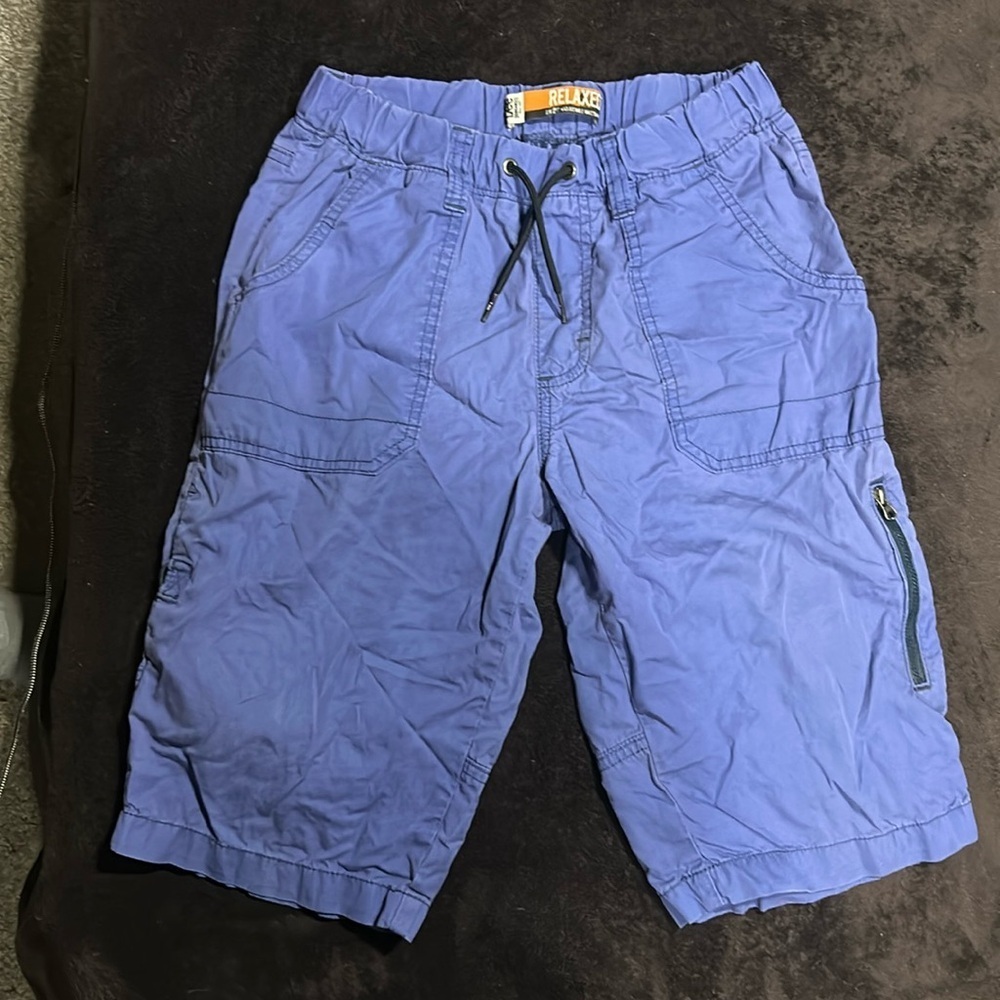 LEE Boys Blue Relaxed Fit Adjustable Waist 100% Cotton Dungarees Shorts Size 16R